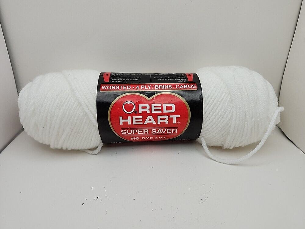 RED HEART SUPER SAVER in White 311 3oz No Dye Lot 100% Acrylic Worsted 4 PLY USA